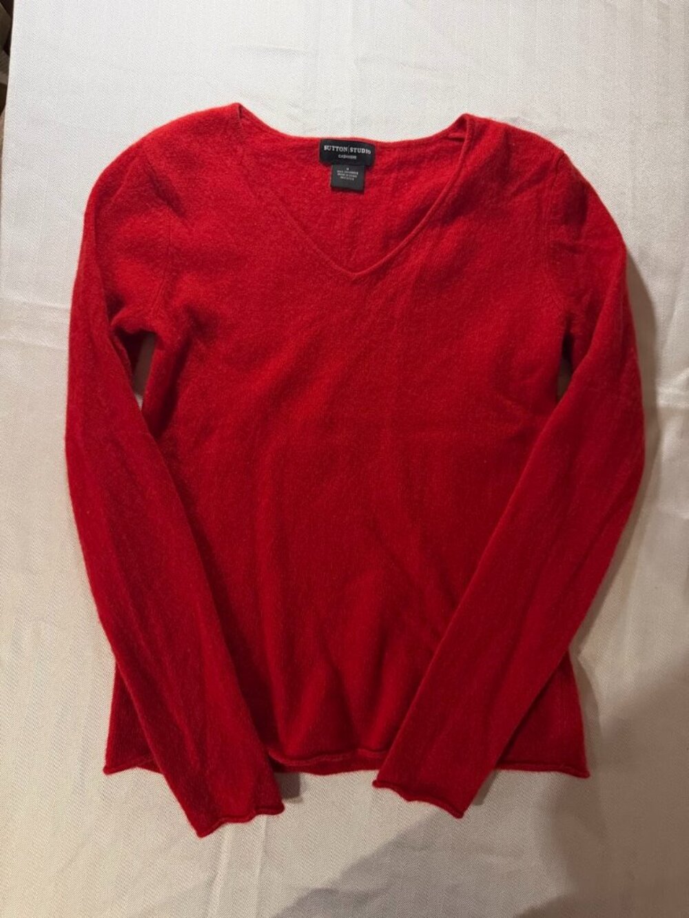 Sutton Studio 100% Cashmere Sweater – Red V-Neck | Size Medium